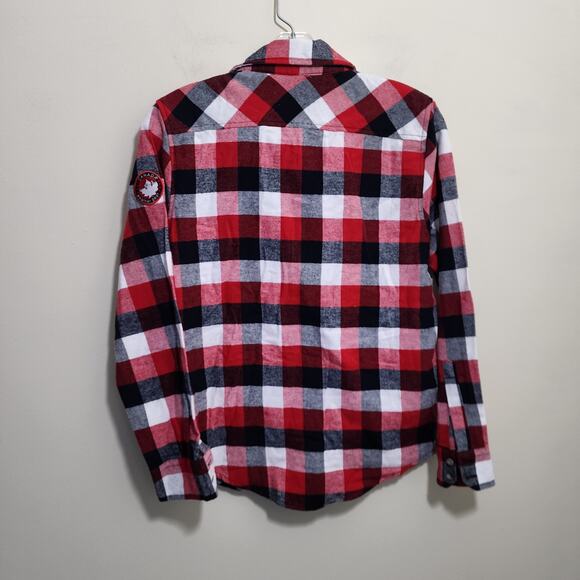 Canada Weather gear NWT button front red black plaid flannel woman's size small - Picture 3 of 8